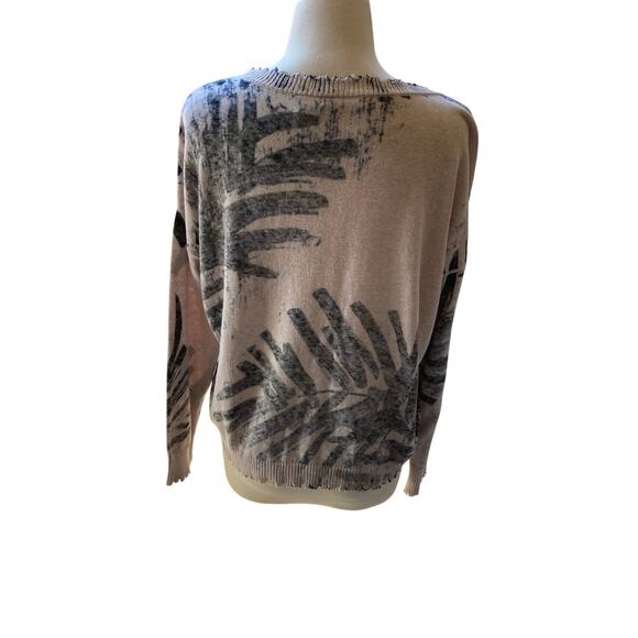 Nic & Zoe 100% Cotton Cream and Navy Design Sweater w/Distressed Edges Size PM - Picture 7 of 12